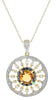 2.04CT WHITE & BLACK DIAMOND & AAA CITRINE 14KT YELLOW GOLD 3D FLOATING PENDANT