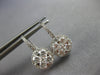 1.35CT DIAMOND 14KT WHITE GOLD 3D CLUSTER FLOWER HALO LEVERBACK HANGING EARRINGS
