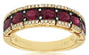 Estate 1.46Ct Diamond & AAA Ruby 14Kt Yellow Gold Ovla & Round 7 Stone Anniversary Ring