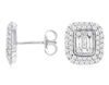 .59CT DIAMOND 14KT WHITE GOLD 3D ROUND & BAGUETTE CLUSTER FLOWER STUD EARRINGS