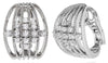 WIDE 1.08CT DIAMOND 18KT WHITE GOLD 3D MULTI ROW MATTE & SHINY CLIP ON EARRINGS