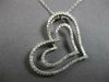 LARGE .75CT DIAMOND 14KT WHITE GOLD 3D DOUBLE HEART CRISS CROSS FLOATING PENDANT