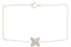 ESTATE .16CT DIAMOND 14KT WHITE GOLD 3D FOUR LEAF CLOVER FLOWER LOVE BRACELET