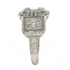 LARGE 2.45CT DIAMOND 18KT WHITE GOLD ROUND & BAGUETTE FILIGREE DOUBLE HALO RING