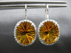 LARGE 8.50CT DIAMOND & AAA CITRINE 14KT WHITE GOLD OVAL & ROUND HANGING EARRINGS