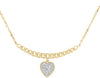 ESTATE .13CT DIAMOND 14KT YELLOW GOLD CLASSIC MULTI LINK HEART BAR LOVE NECKLACE