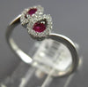 .41CT DIAMOND & AAA RUBY 14K WHITE GOLD ROUND DOUBLE PEAR SHAPE CRISS CROSS RING