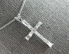 .35CT DIAMOND 14KT WHITE GOLD 3D ROUND & BAGUETTE CLASSIC CROSS PENDANT #27675