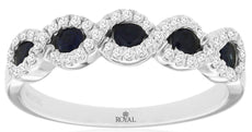 .55CT DIAMOND & AAA SAPPHIRE 14K WHITE GOLD 3D 5 STONE INFINITY ANNIVERSARY RING