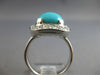ESTATE LARGE .32CT DIAMOND & AAA TURQUOISE 14KT WHITE GOLD SQUARE HALO FUN RING