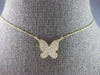 ESTATE .21CT DIAMOND 14KT YELLOW GOLD 3D CLASSIC BUTTERFLY LOVE NECKLACE