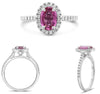 1.28CT DIAMOND & AAA PINK SAPPHIRE 18KT WHITE GOLD OVAL & ROUND ENGAGEMENT RING