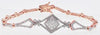 1.10CT DIAMOND 14K WHITE & ROSE GOLD 3D CLUSTER ROUND SQUARE FUN TENNIS BRACELET