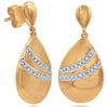 .13CT DIAMOND 14KT ROSE GOLD 3D CLASSIC 2 ROW TEAR DROP FUN HANGING EARRINGS