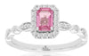 .96CT DIAMOND & AAA PINK SAPPHIRE 14KT WHITE GOLD 3D EMERALD CUT ENGAGEMENT RING