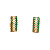 .58CT DIAMOND & AAA EMERALD 18KT YELLOW GOLD 3 ROW HOOP HUGGIE HANGING EARRINGS