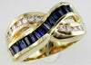 ESTATE 1.46CT DIAMOND & AAA SAPPHIRE 14KT YELLOW GOLD ROUND & BAGUETTE LOVE RING