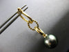 LARGE .84CT DIAMOND & AAA TAHITIAN PEARL 18K YELLOW GOLD HUGGIE HANGING EARRINGS