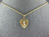 .01CT DIAMOND 14K YELLOW GOLD 3D CROSS HEART DIAMOND CUT FLOATING PENDANT #27094