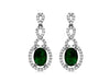 ESTATE 1.82CT DIAMOND & AAA EMERALD 14K WHITE GOLD OVAL & ROUND HANGING EARRINGS