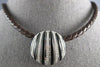 ESTATE LARGE .92CT DIAMOND & BLACK ENAMEL 14KT WHITE GOLD SHELL FLOATING PENDANT