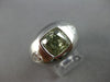 LARGE GIA 3.76CT WHITE & GREEN DIAMOND 18KT WHITE GOLD 3D ETOILE MENS GYPSY RING