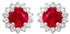 ESTATE .79CT DIAMOND & AAA RUBY 14KT WHITE GOLD ROUND HALO FLOWER STUD EARRINGS