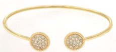 .50CT DIAMOND 14KT YELLOW GOLD 3D ROUND CLUSTER DOUBLE CIRCULAR BANGLE BRACELET