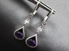 1.06CT DIAMOND & AAA AMETHYST 14KT WHITE GOLD 3D OVAL & ROUND LEVERBACK EARRINGS