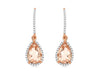 2.32CT DIAMOND & AAA MORGANITE 14KT ROSE GOLD PEAR SHAPE HALO HANGING EARRINGS