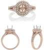 .49CT DIAMOND 14KT ROSE & WHITE GOLD 3D ROUND 4 PRONG SEMI MOUNT ENGAGEMENT RING