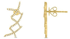 ESTATE .27CT DIAMOND 14KT YELLOW GOLD 3D MULTI X FUN HANGING EARRINGS