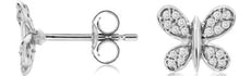 ESTATE .16CT DIAMOND 14KT GOLD 3D CLASSIC BUTTERFLY LOVE STUD EARRINGS