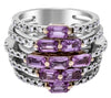 3.18CT DIAMOND & AAA AMETHYST 18K WHITE GOLD 3D MULTI ROW GEOMETRICAL FUN RING