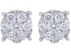 ESTATE .67CT DIAMOND 14KT WHITE GOLD 3D CLASSIC INVISIBLE FLOWER STUD EARRINGS