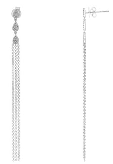.17CT DIAMOND 14KT WHITE GOLD 3D CLASSIC MULTI TEAR DROP ELONGATED FUN EARRINGS