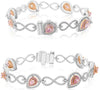 2.83CT WHITE & PINK DIAMOND 18K WHITE & ROSE GOLD 3D PEAR SHAPE & ROUND BRACELET