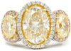 7.57CT WHITE & FANCY YELLOW DIAMOND 18KT WHITE & ROSE GOLD HALO ENGAGEMENT RING