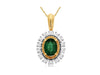 .77CT DIAMOND & AAA EMERALD 14K YELLOW GOLD ROUND & OVAL FLOWER FLOATING PENDANT