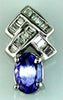 .62CT DIAMOND & AAA TANZANITE 14KT WHITE GOLD 3D OVAL & BAGUETTE PYRAMID PENDANT