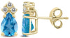 1.10CT DIAMOND & AAA TOPAZ 14KT YELLOW GOLD 3D PEAR SHAPE & ROUND STUD EARRINGS