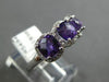 1.57CT DIAMOND & AAA AMETHYST 14KT WHITE GOLD CUSHION & ROUND 3 STONE HALO RING