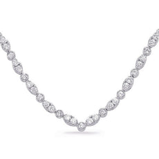 .50CT DIAMOND 14K WHITE GOLD ROUND & MARQUISE SHAPE PAVE BEZEL CLASSIC NECKLACE