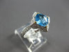 1.88CT DIAMOND & AAA BLUE TOPAZ 14K 2 TONE GOLD CUSHION & ROUND GEOMETRICAL RING