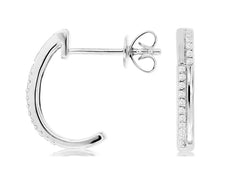 ESTATE .10CT DIAMOND 14KT WHITE GOLD 2 ROW CRISS CROSS UMBRELLA HANGING EARRINGS