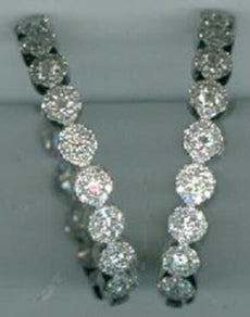 1.80CT DIAMOND 14K WHITE GOLD 3D CLASSIC MULTI FLOWER LOVE HOOP HANGING EARRINGS