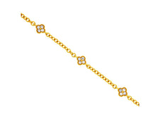 0.12CT DIAMOND 14KT YELLOW GOLD 4 LEAF CLOVER FLOWER BY THE YARD LOVE BRACELET