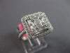 LARGE .92CT DIAMOND 18K WHITE GOLD ROUND & BAGUETTE CLUSTER SQUARE OCTAGON RING