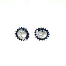 1.39CT DIAMOND & AAA SAPPHIRE 18K WHITE GOLD DOUBLE CIRCULAR STUD EARRINGS