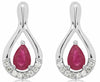 ESTATE 1.02CT DIAMOND & AAA RUBY 14KT WHITE GOLD 3D PEAR SHAPE HANGING EARRINGS
